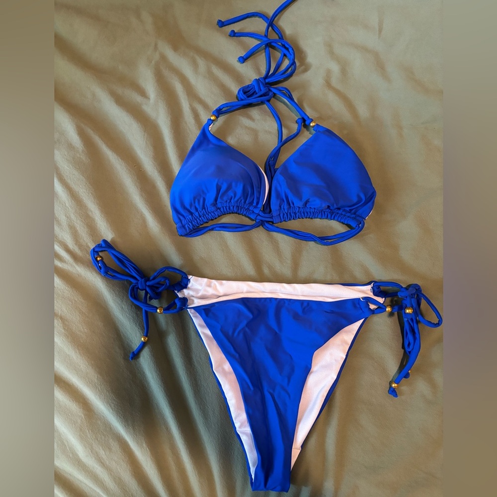 SHEIN Royal Blue and White Bikini